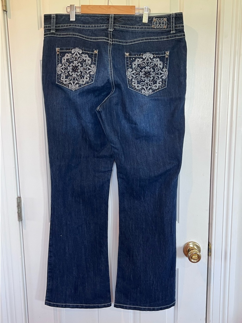 Bandolino Dark Blue Bootcut Jeans with Embroidered Back Pockets